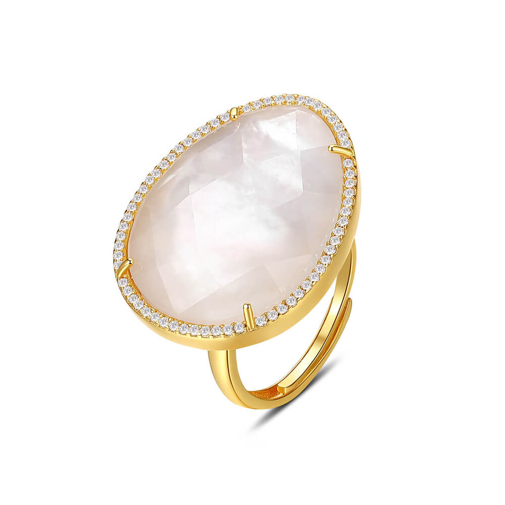 Oval White Fritillary CZ Ring 1