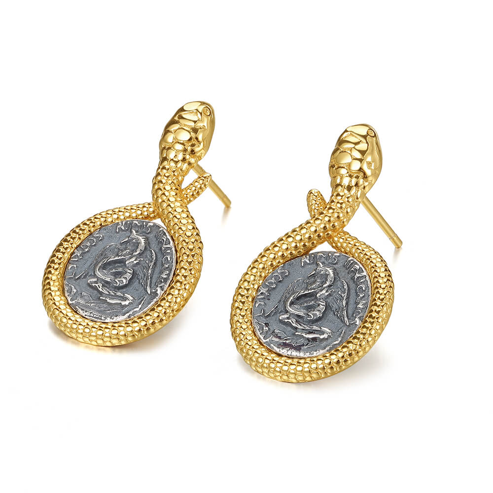 Vintage Snake Coin Earrings 1