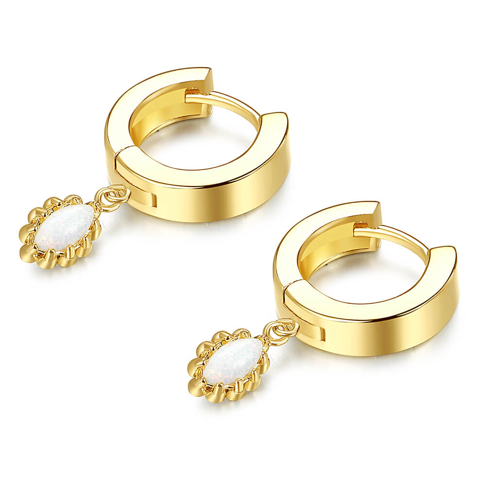 14K Gold Huggies With White Sapphire Drop 1