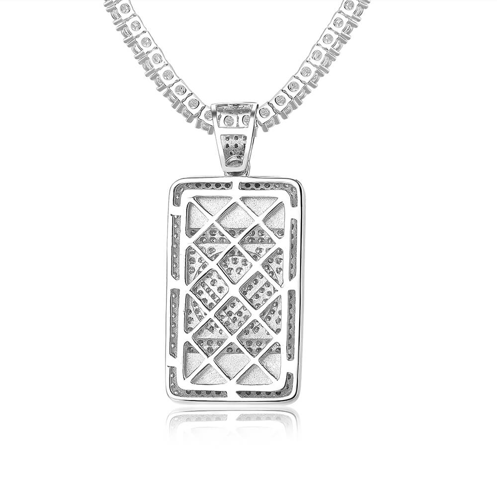 925 Sterling Silver Mens Round CZ Money Team Pendant 2