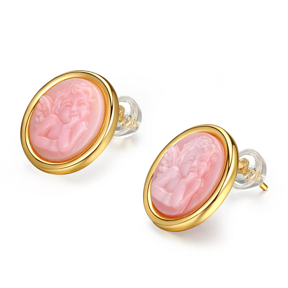 Carved Cupid Queen Conch Earrings 1
