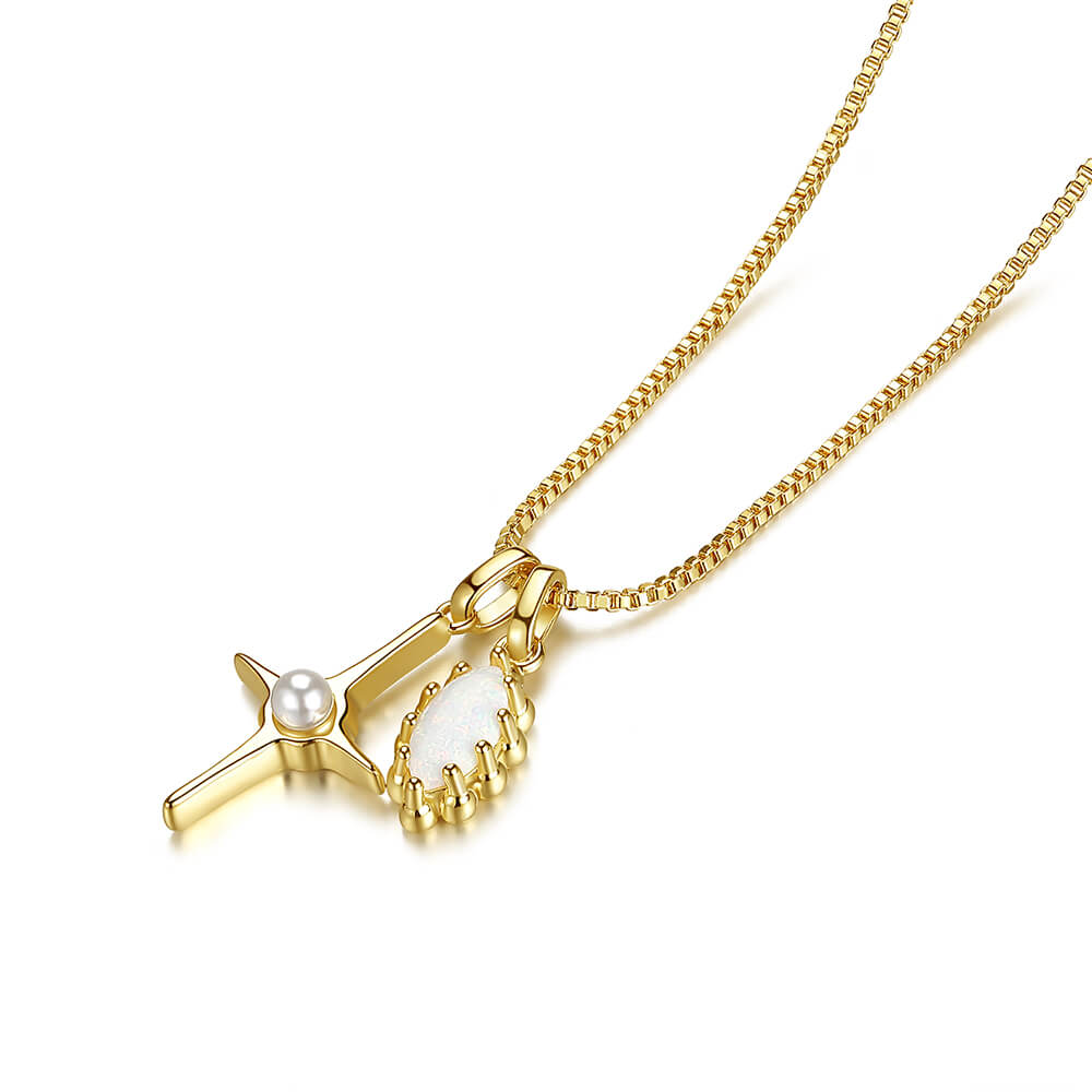 Gold Opal And Pearl Necklace 3