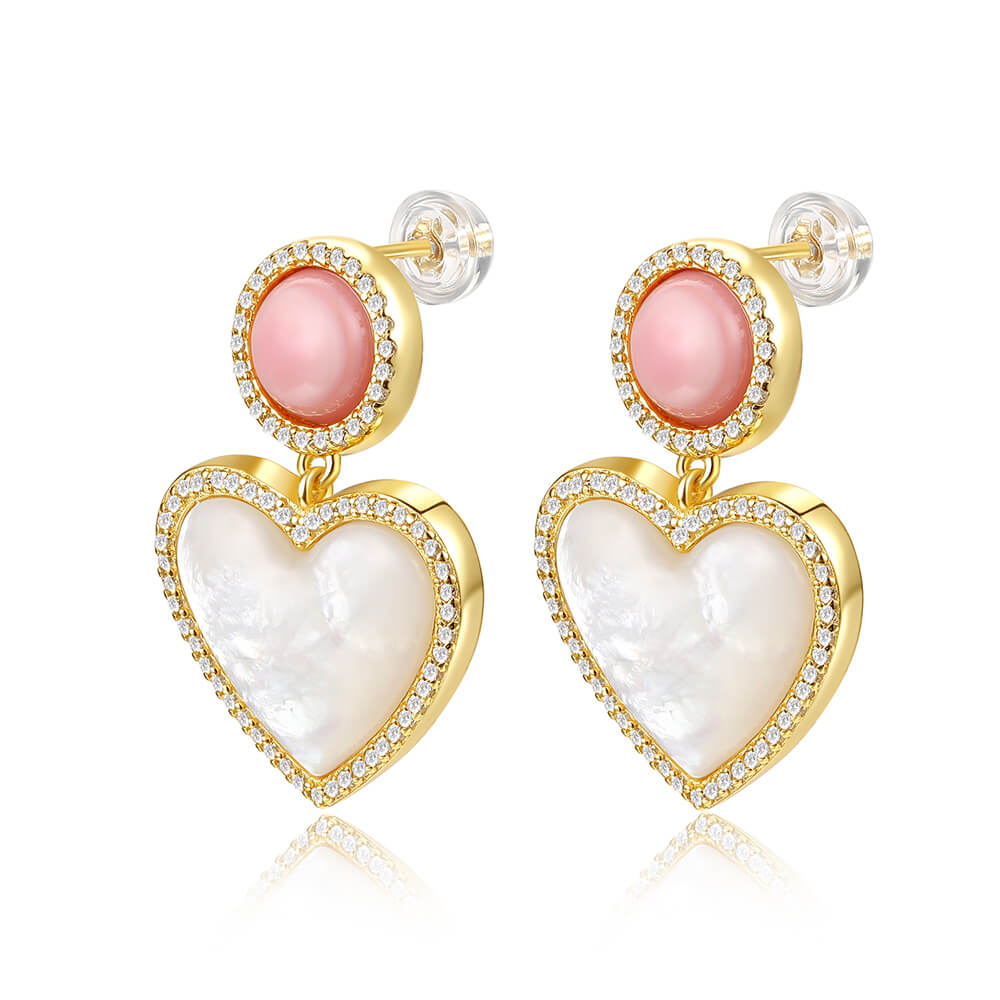 Heart White Fritillary Queen Conch Earrings 1