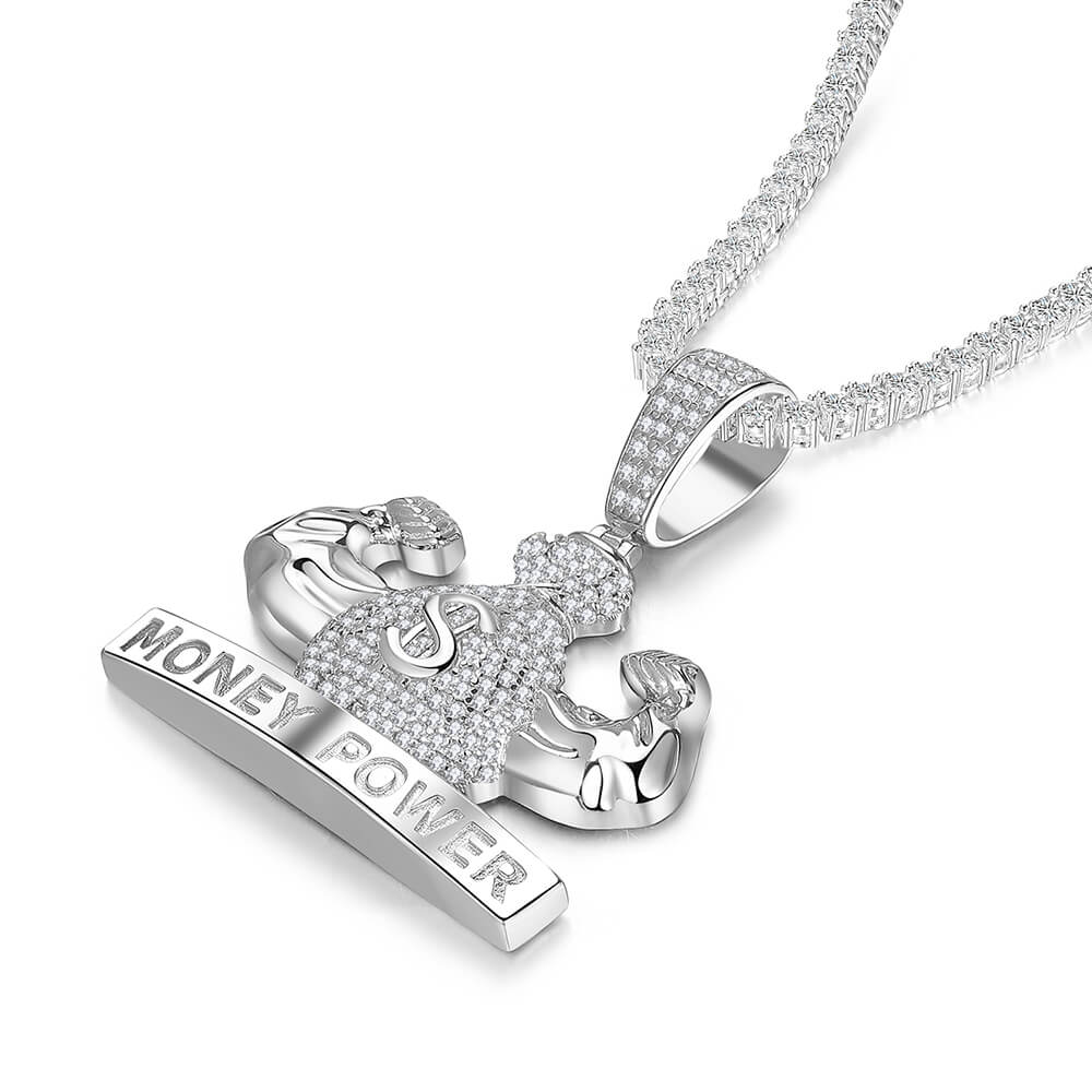 Money Power Flexing Dollar Bling Bag Rapper Mens Pendant Chain 3