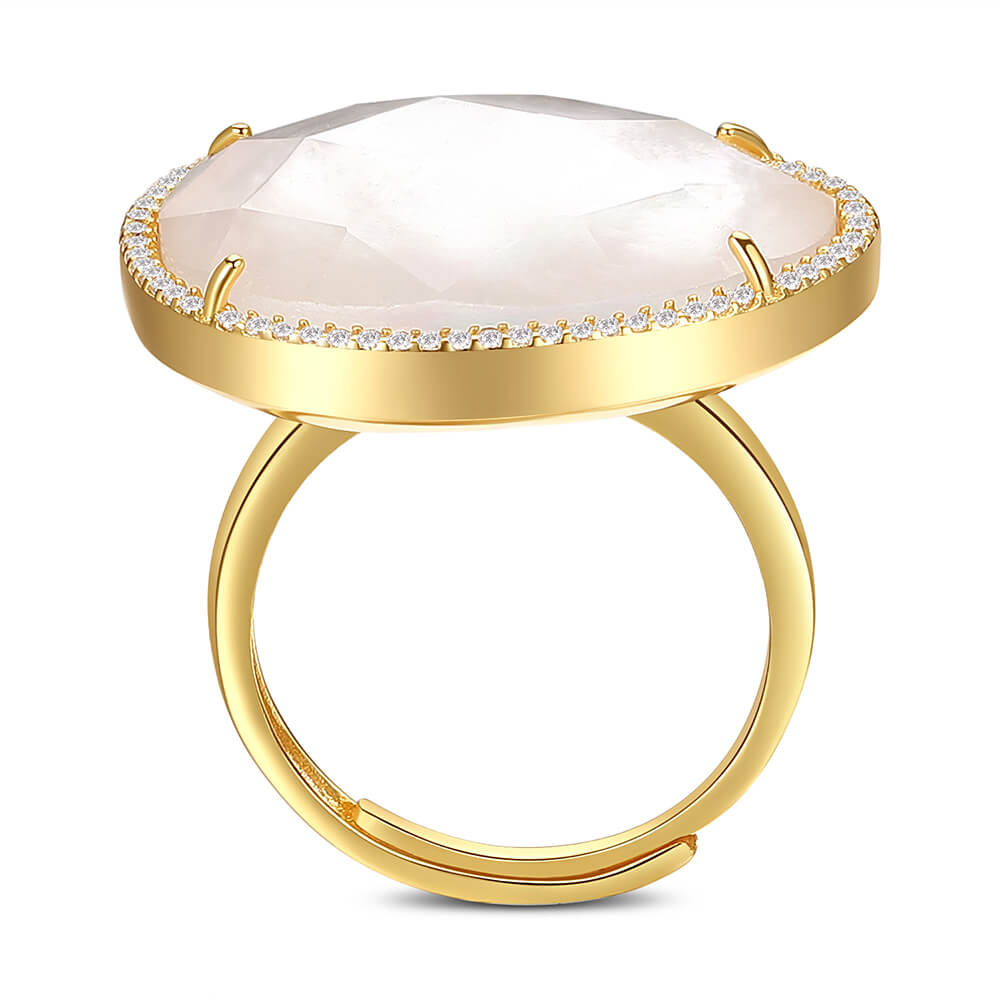 Oval White Fritillary CZ Ring 2