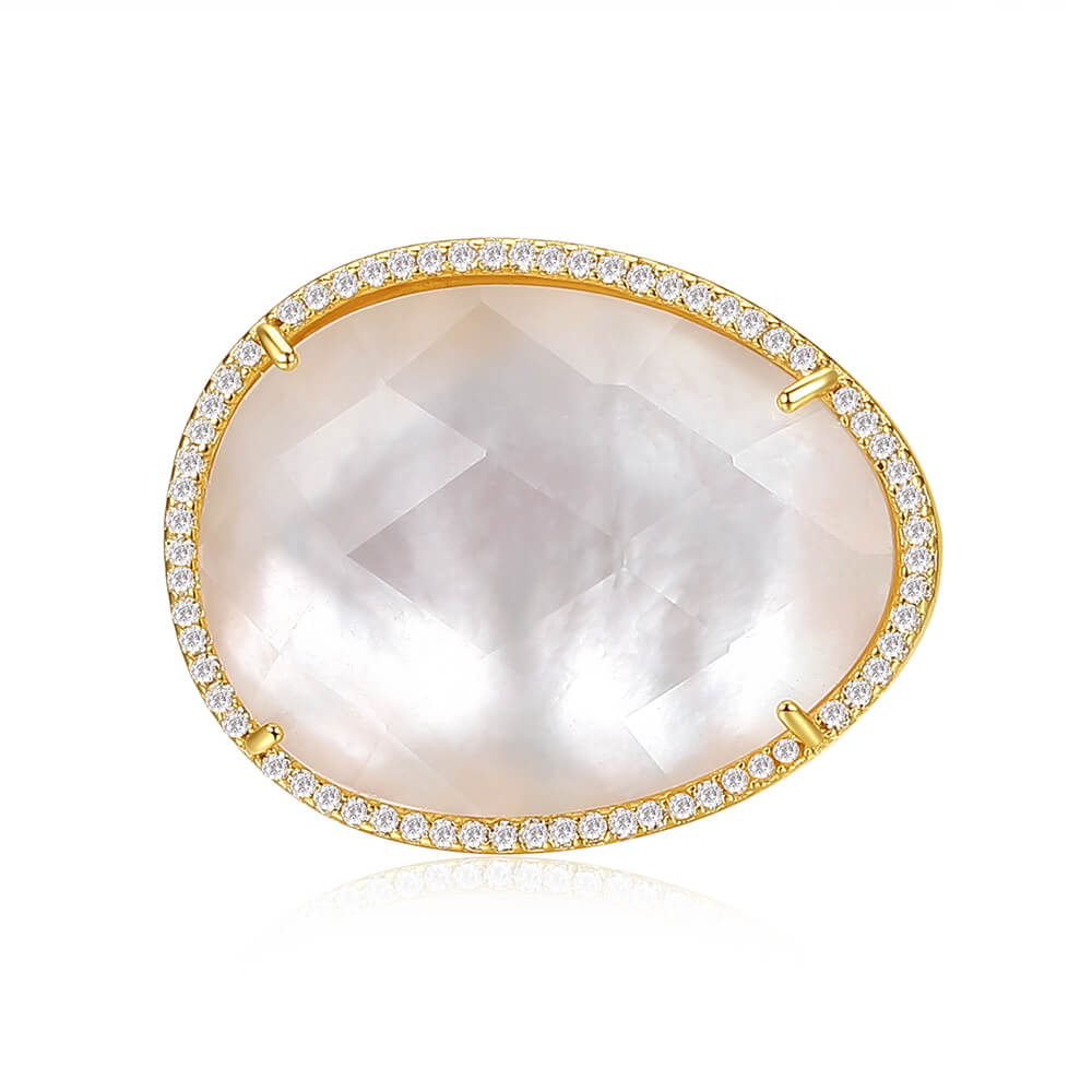 Oval White Fritillary CZ Ring 3