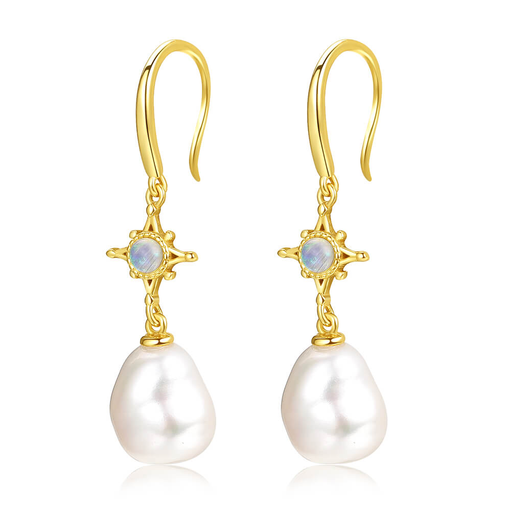 Retro Pearl Opal Earrings 3