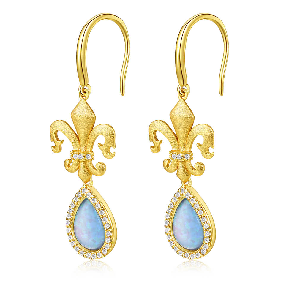 Sandblasted Vintage Water Drop Opal Earrings 2