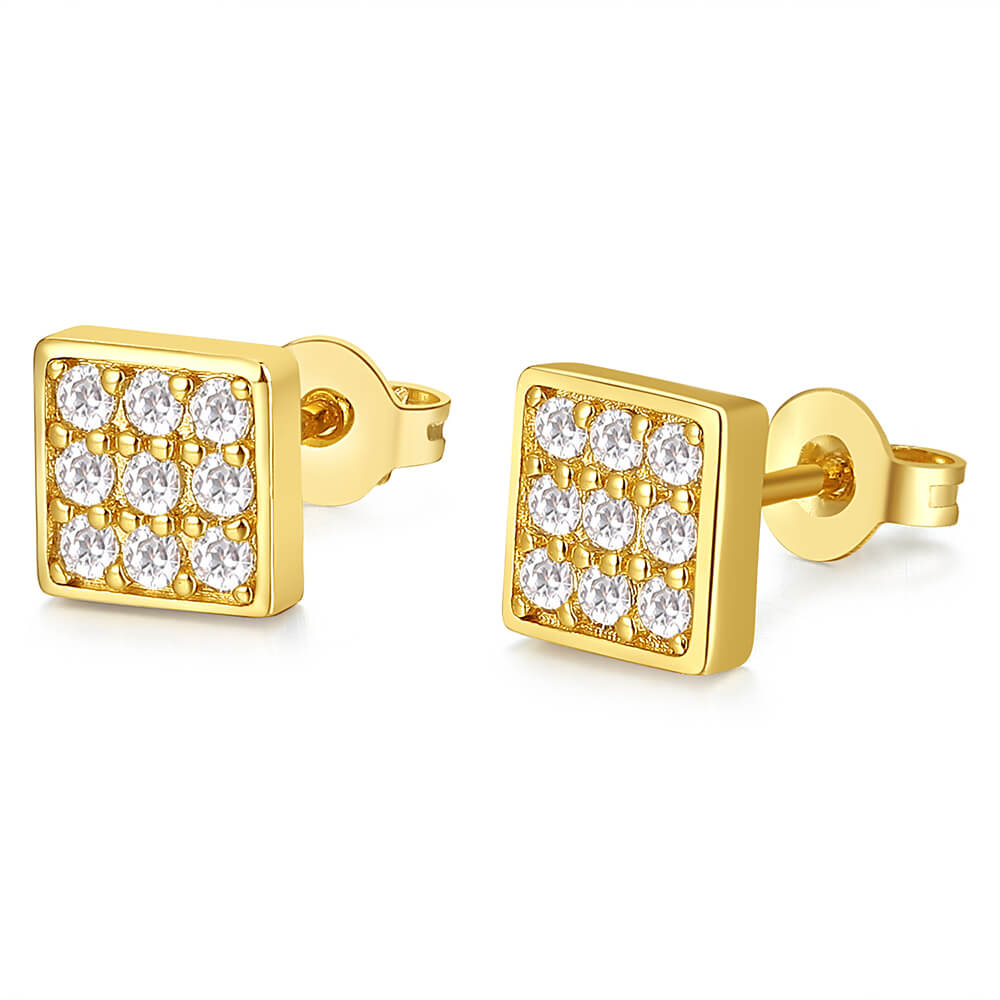 Square Cube Cubic Zirconia Stud Earrings 1