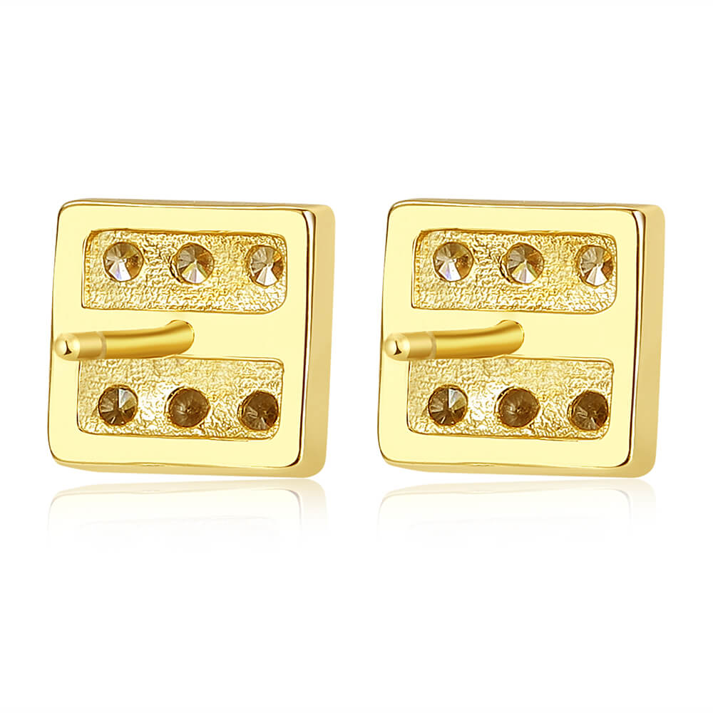 Square Cube Cubic Zirconia Stud Earrings 3