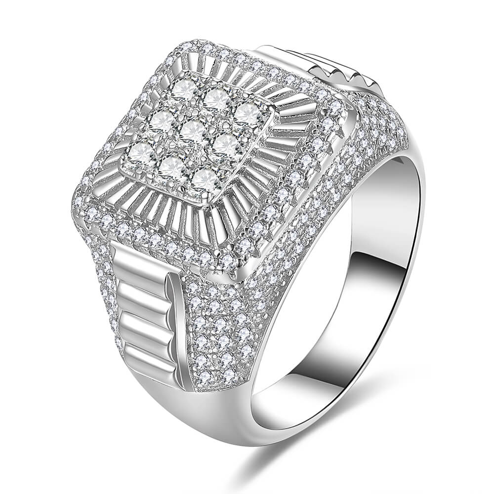 Sterling Silver and Cubic Zirconia High Polished Mens Ring 1