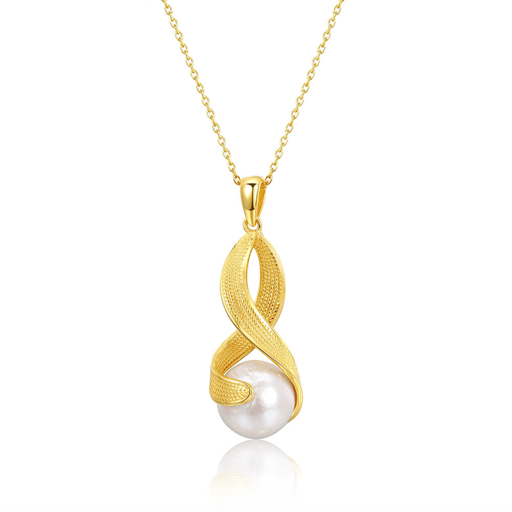 Yellow Gold Diamond Infinity Pendant Necklace 1