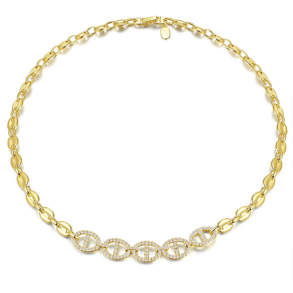 Yellow Gold Puff Mariner Link Chain 1