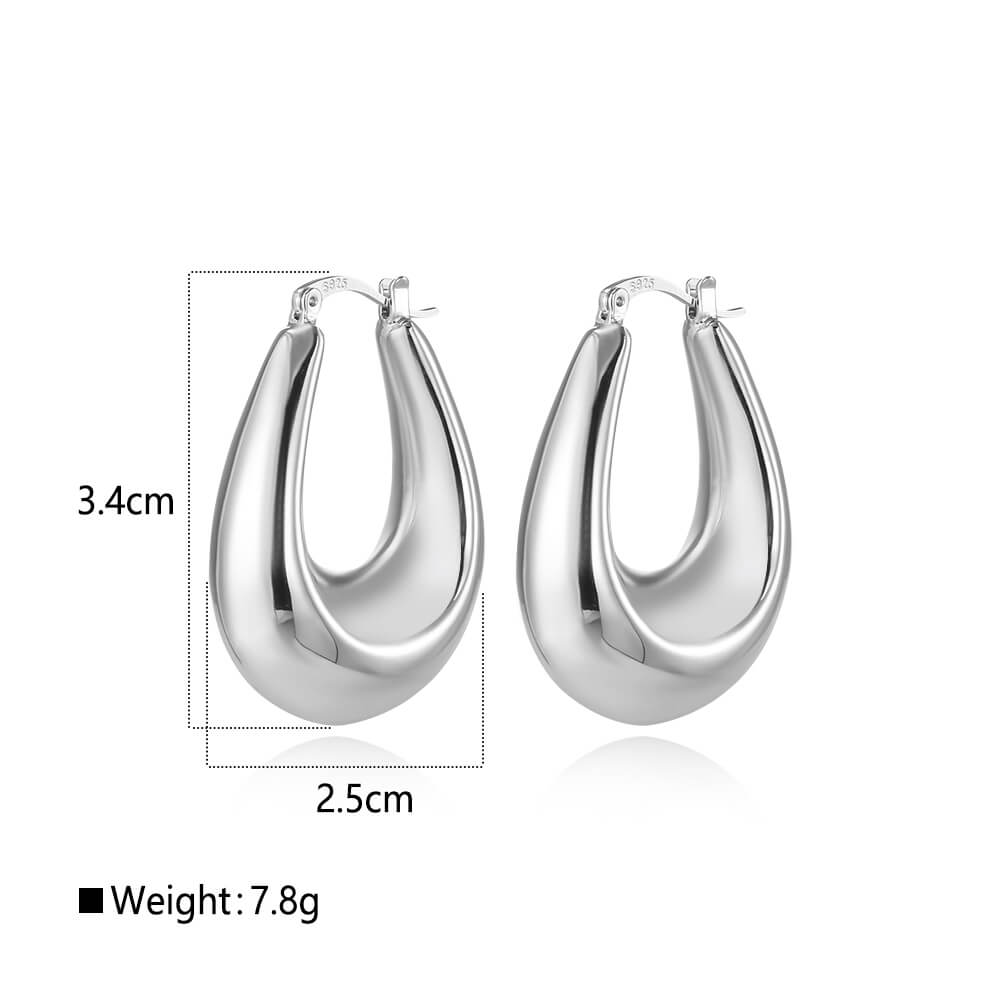 925 Silver Hollow Teardrop Hoop Lightweight Earrings Wholesale 3