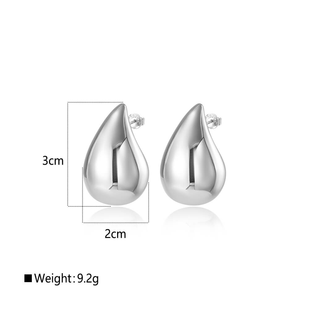 925 Sterling Silver Hollow Drop Shaped Lightweight Stud Earrings 1