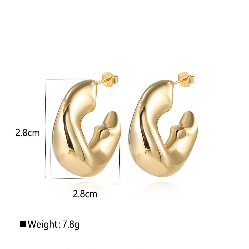 925 Sterling Silver Hollow Earrings Artistic Sculptural Hoop Design 1