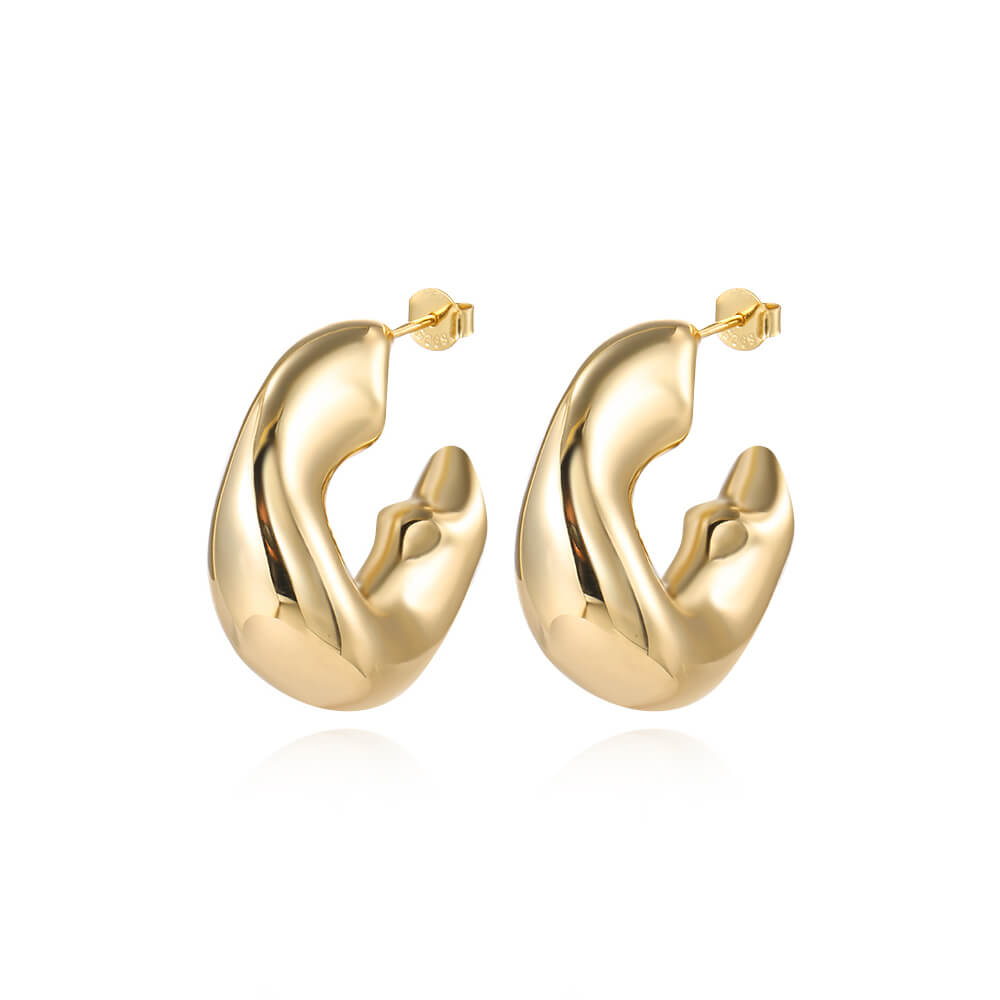 925 Sterling Silver Hollow Earrings Artistic Sculptural Hoop Design 2