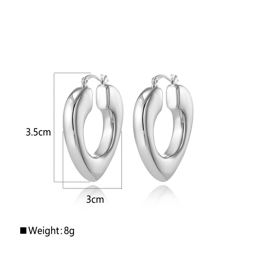 925 Sterling Silver Hollow Earrings Chic Heart Shaped Hoop Design 1 1