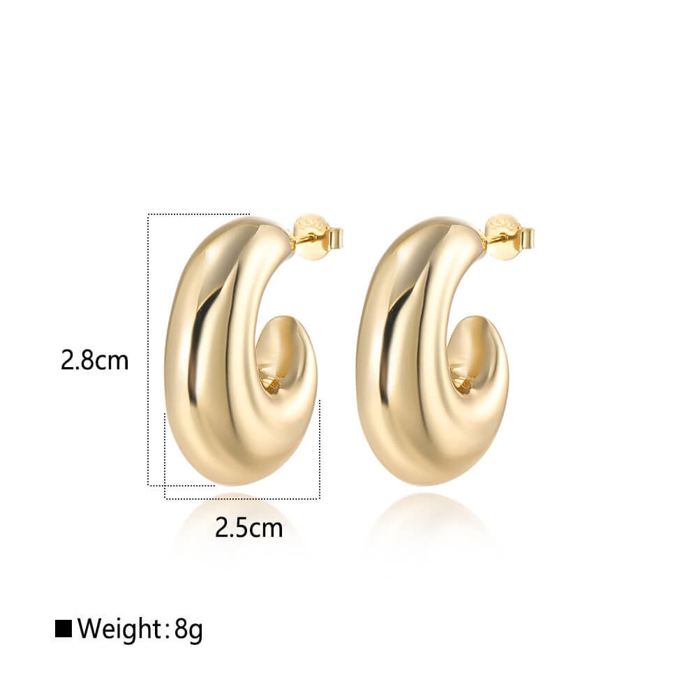 925 Sterling Silver Hollow Earrings Chic Spiral Hoop 2