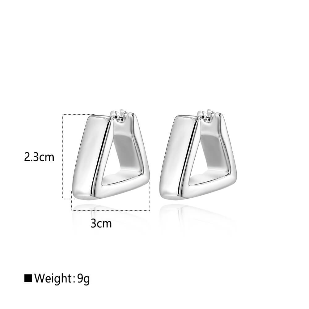 925 Sterling Silver Hollow Earrings Geometric Triangle Hoop Design 1